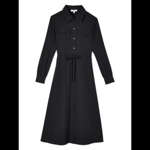 Black crepe shirt dress - Billie the Label
